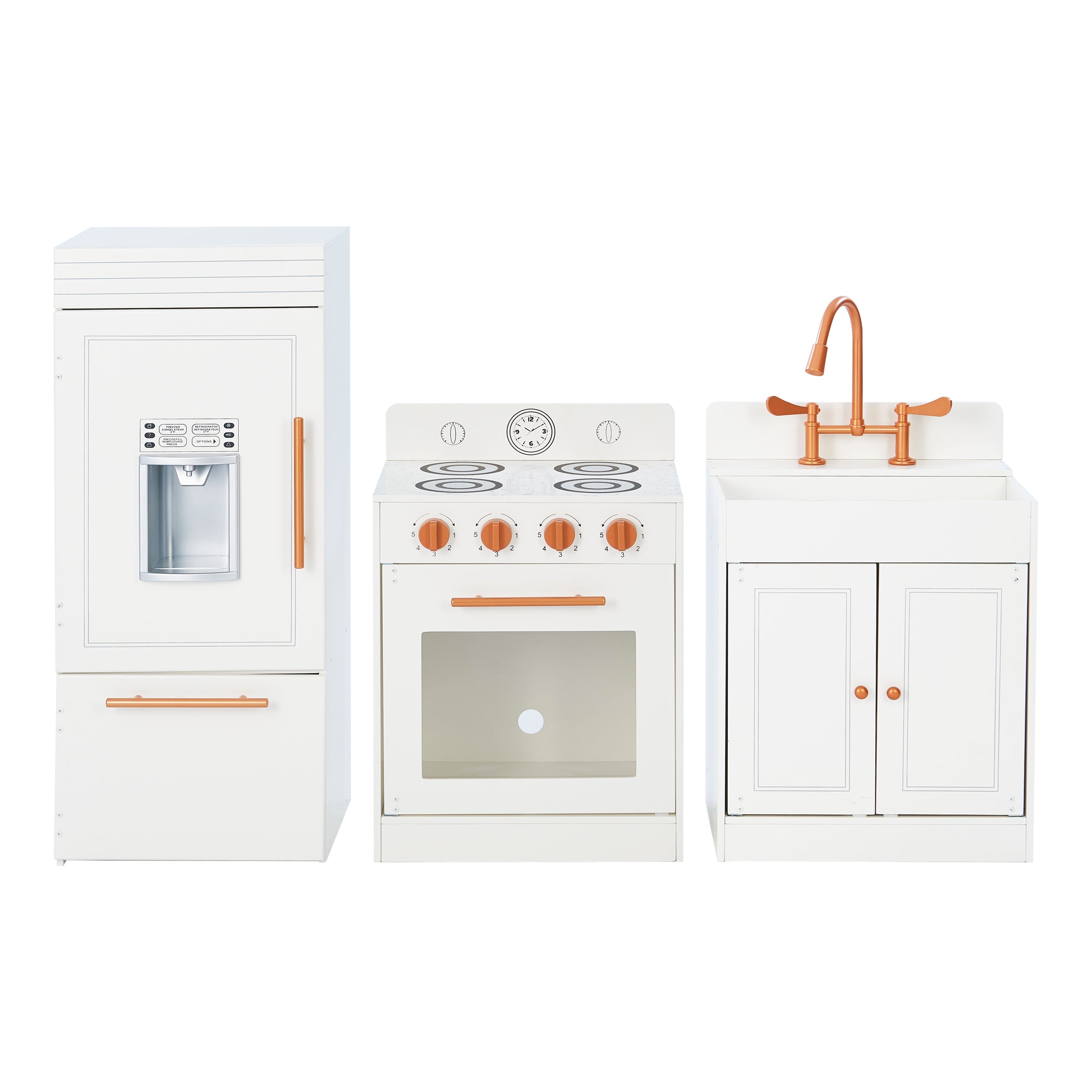 Teamson Kids Paris Juego de cocina interactivo de madera, piezas, juguete con accesorios, color blanco